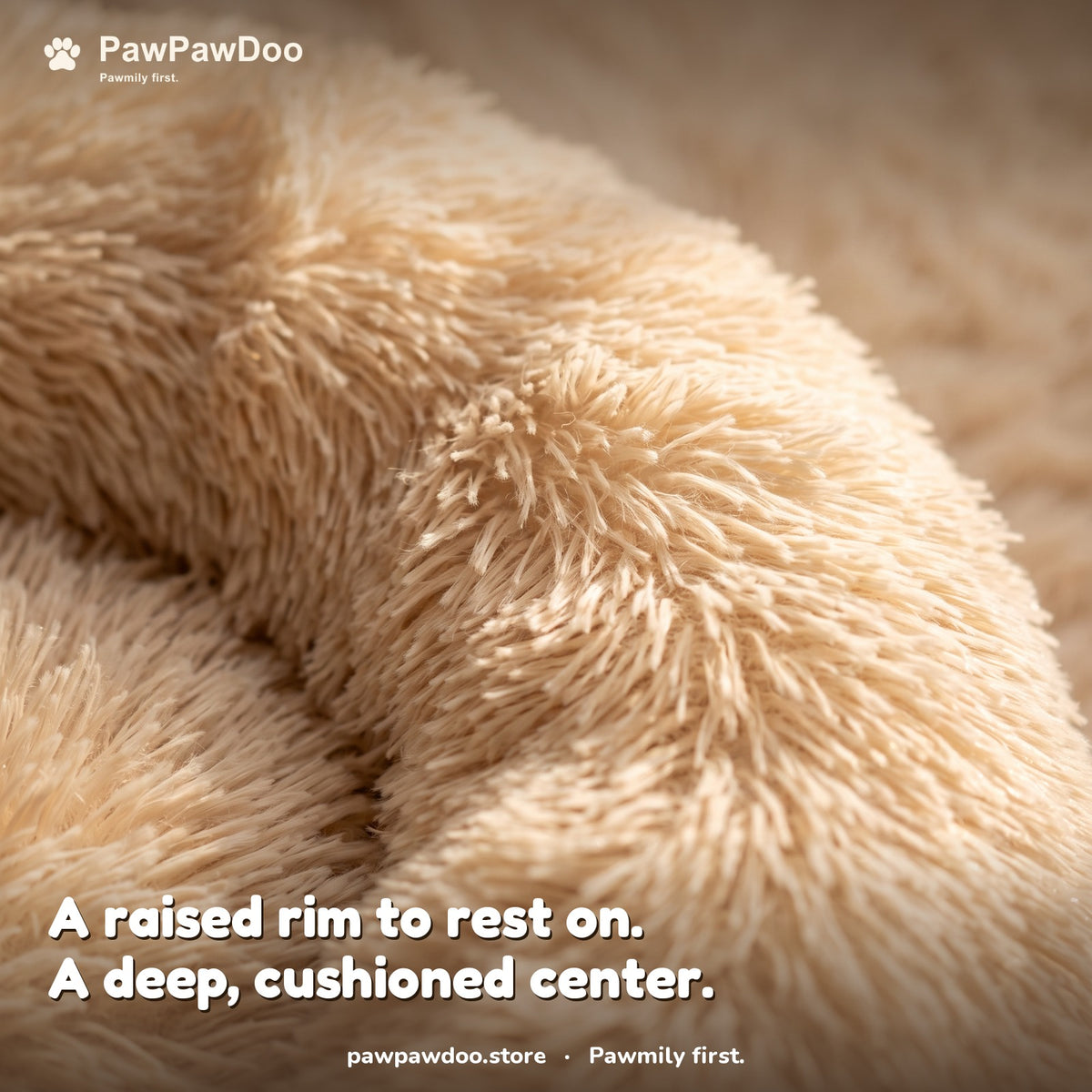 Close-up of the soft raised rim of the Cozy Nest bed