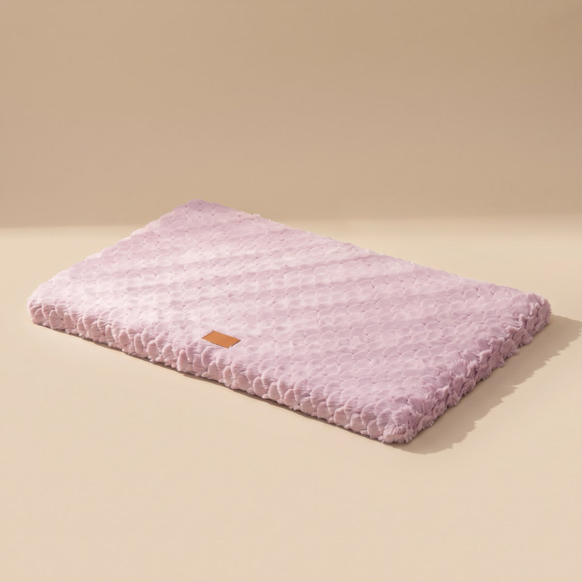 PawPawDoo Support Bolster flat plush crate mat in pink, studio view
